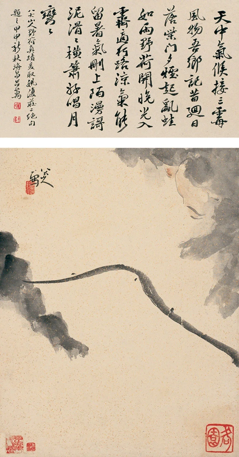 荷石水禽图